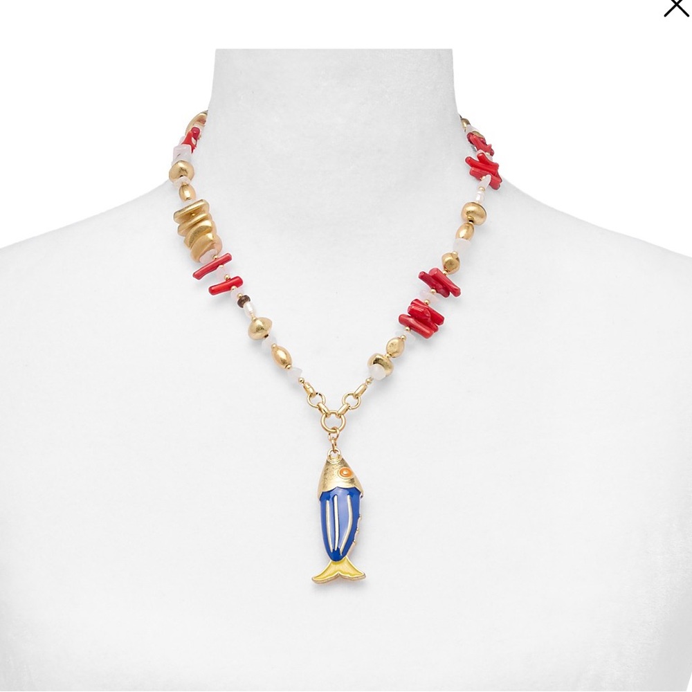 AQUA Blue Fish Beaded Chain Pendant Necklace, 18" - BLOOMINGDALES BRAND